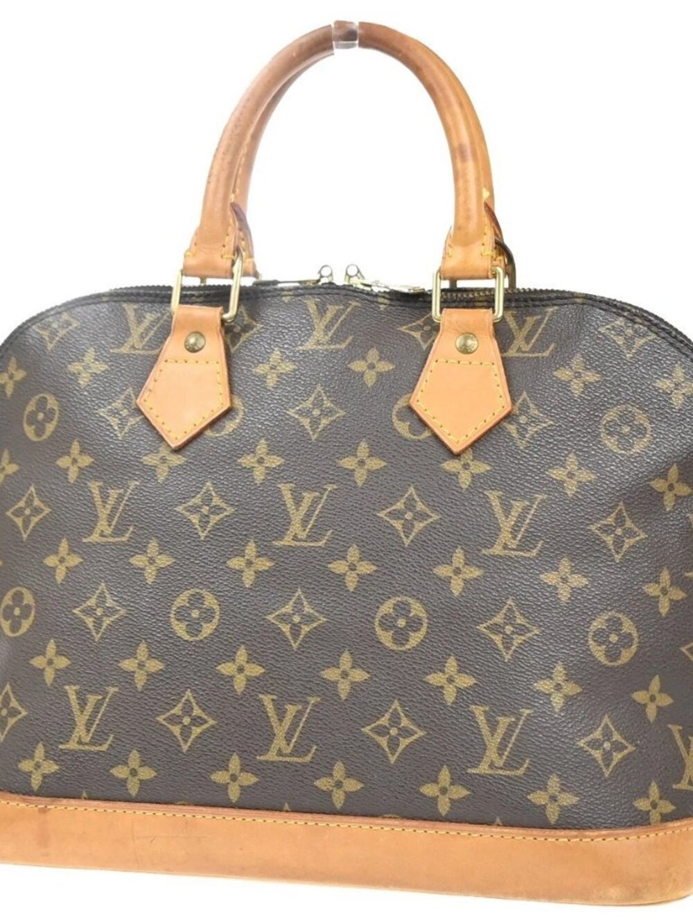 LOUIS VUITTON LV Logo Alma Hand Bag Monogram Leather Brown France M51130 73MA512
